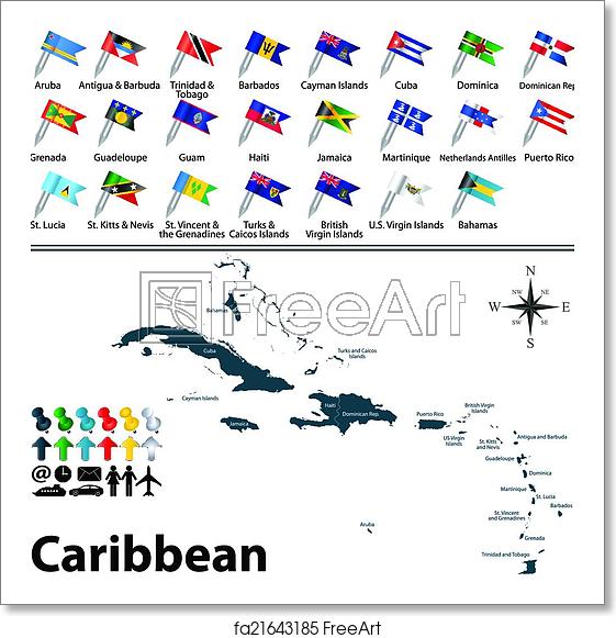 Free Art Print Of Political Map Of Caribbean Vector Political 561x581 Free Art Print Of Political Map Of Caribbean Vector Political