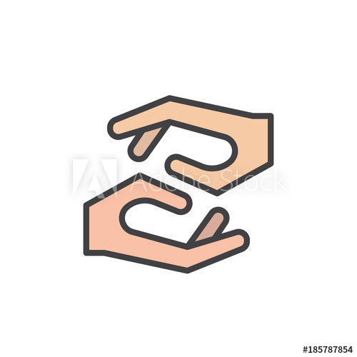 500x500 Caring Hands Filled Outline Icon, Line Vector Sign, Linear