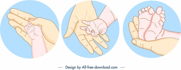 600x234 Childbirth Design Elements Caring Hands Symbols Handdrawn Sketch