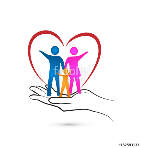 475x500 Loving Heart Family And Caring Hand, Vector Stock Image