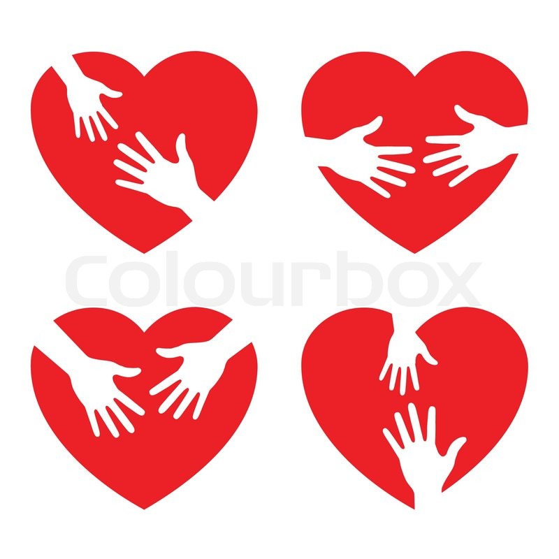 800x800 Set Of Heart Icon With Caring Hands, Stock Vector Colourbox