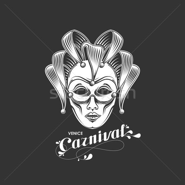 600x600 Vector Illustration Of Engraving Venetian Carnival Mask Emblem