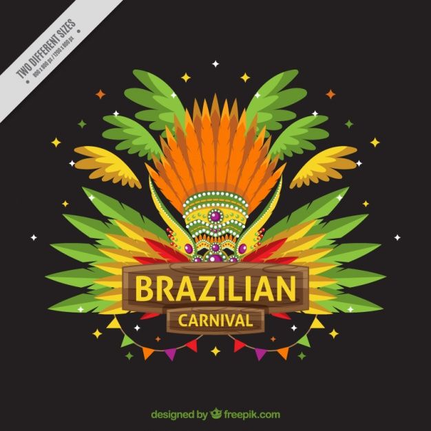 626x626 Brazil Carnival Background With Feather Ornaments Free Vector