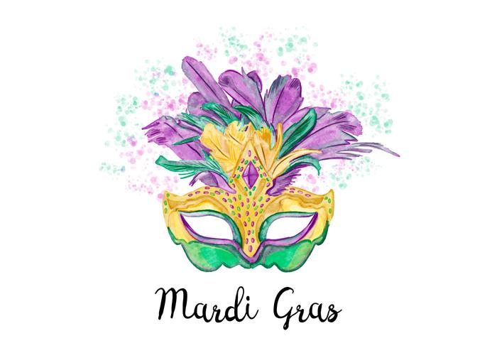 700x490 Creative Purple And Green Watercolor Mardi Gras Mask Vector