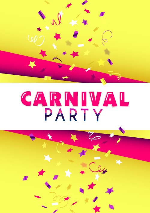 500x707 Carnival Party Poster With Confetti Vector Free Download