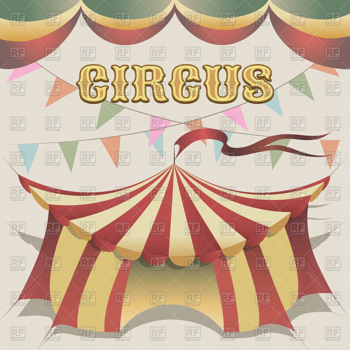 1200x1200 Carnival Poster With Circus Tent And Garlands In Retro, Cartoon