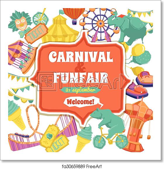 561x581 Free Art Print Of Fun Fair And Carnival Poster Fun Fair Traveling