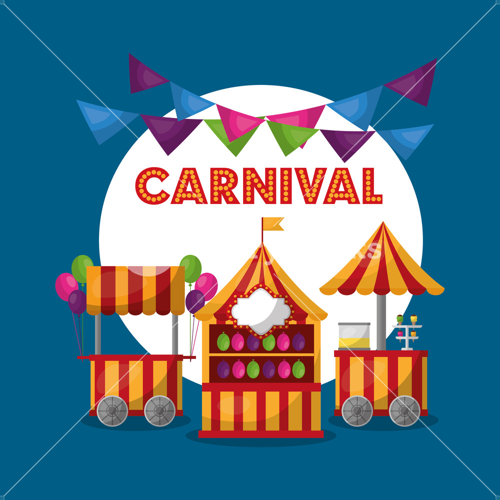 1000x1000 Carnival Fair Festival Amusement Show Poster Vector Illustration