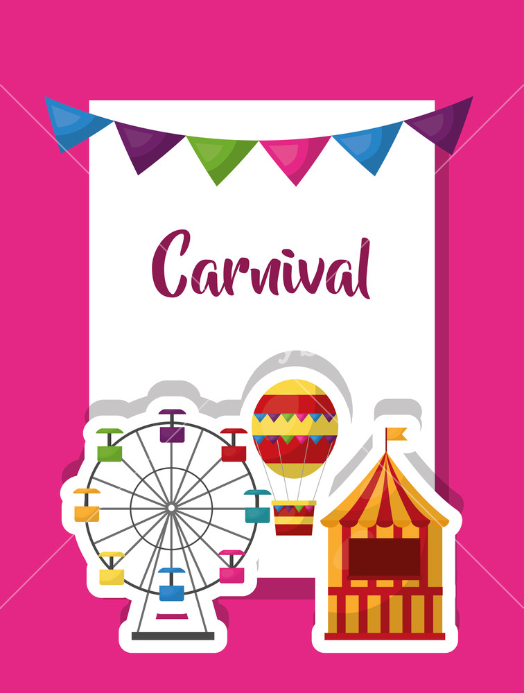 756x1000 Carnival Ferris Wheel Tent Airballoon Poster Vector Illustration