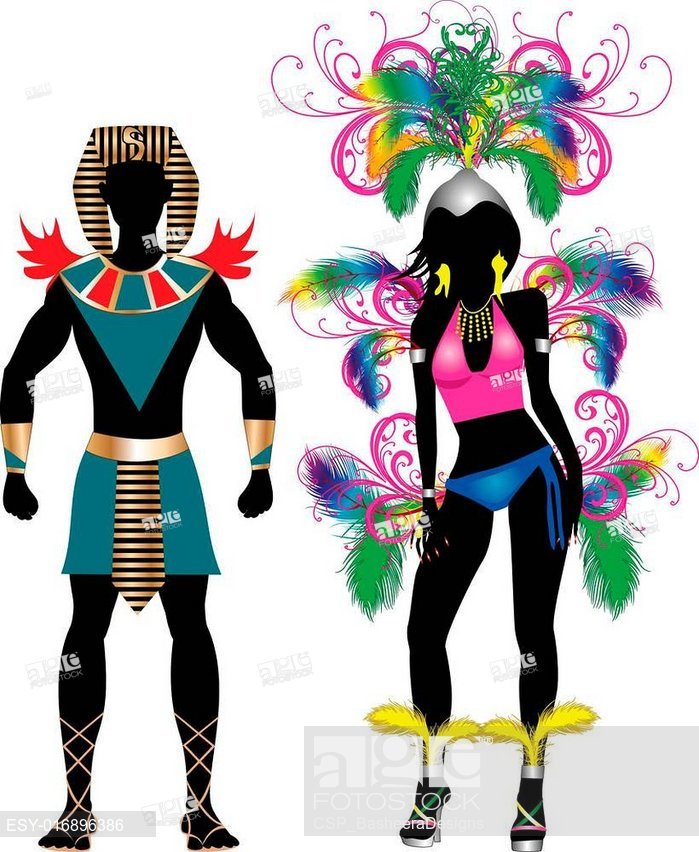 699x852 Carnival Silhouette Colorful Couple, Stock Vector, Vector And Low
