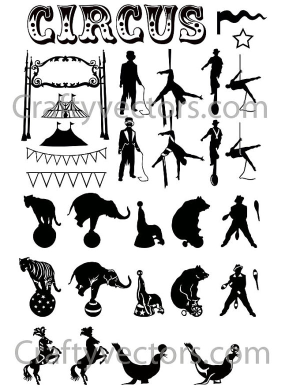 570x782 Circus Silhouettes Vector Circus Tattoo