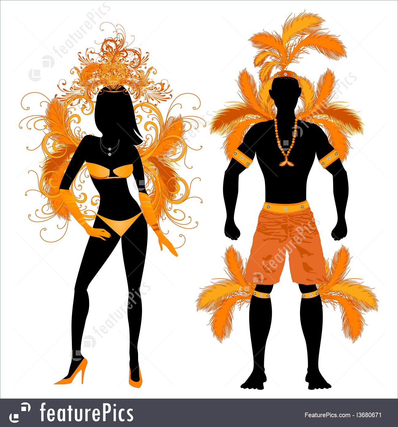 1300x1392 Illustration Of Carnival Silhouette Orange Couple