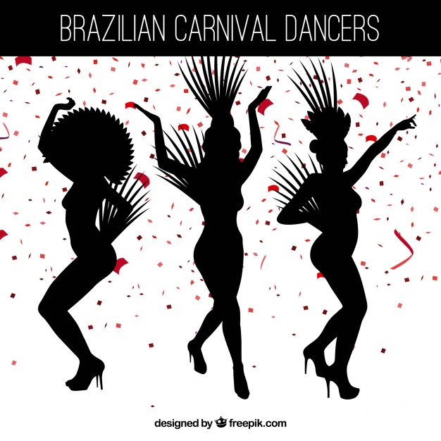 626x626 Silhouette Brazilian Carnival Dancer Collection Vector Free Download