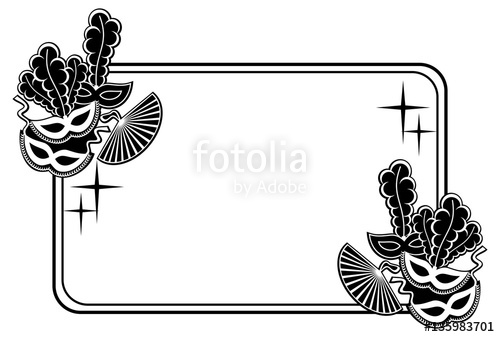 500x337 Silhouette Horizontal Frame With Carnival Masks Vector Clip Art