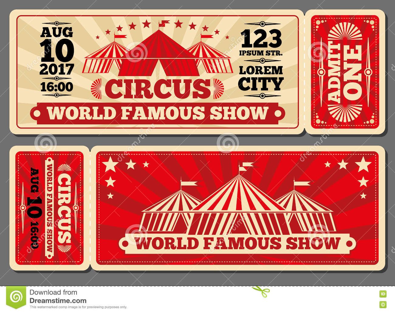 1300x1029 Circus Magic Show Entrance Vector Tickets Templates