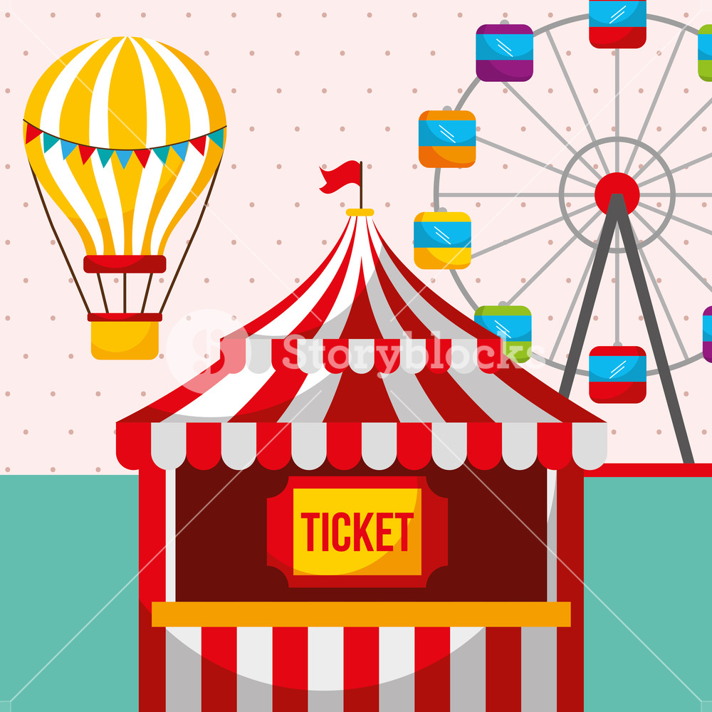 1000x1000 Ticket Booth Ferris Wheel Carnival Fun Fair Festival Vector