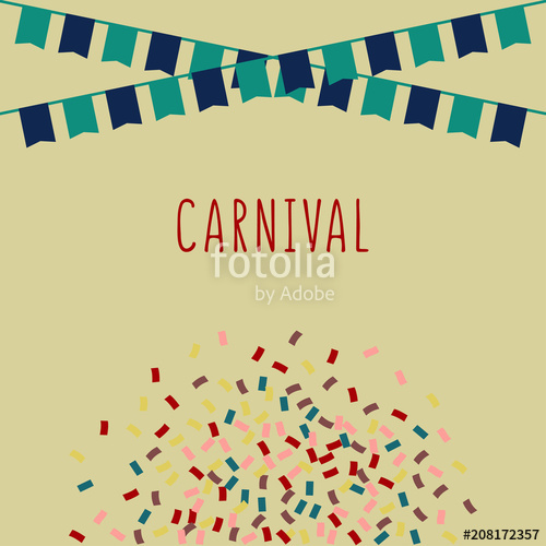 500x500 Carnival Vector Illustration Poster With Flags, Confetti And Copy