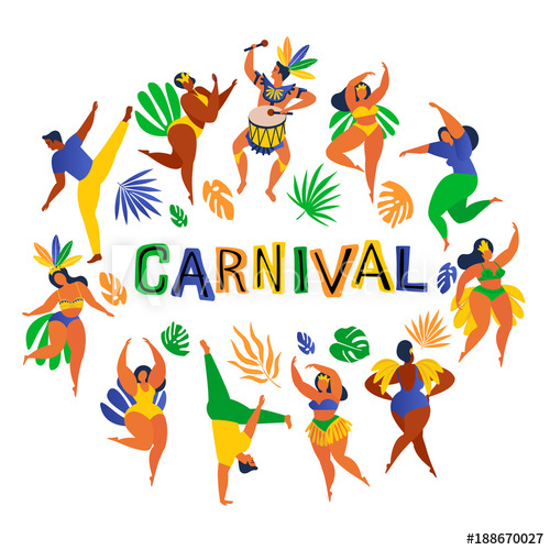 500x500 Brazil Carnival Vector Illustration Of Funny Dancing Men