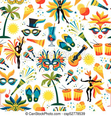 450x470 Brazilian Carnival Vector Seamless Pattern Design Elements