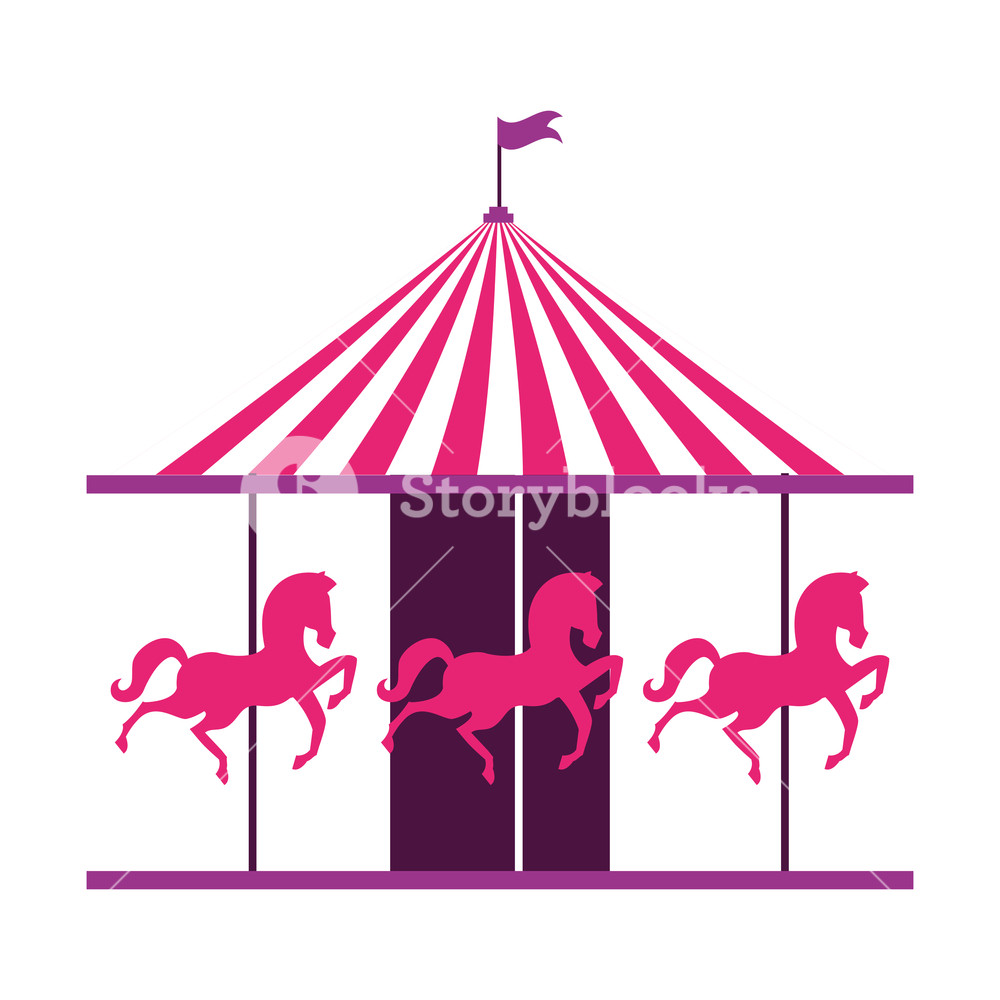1000x1000 Carousel Horses Fun Fair Circus Carnival Vector Illustration