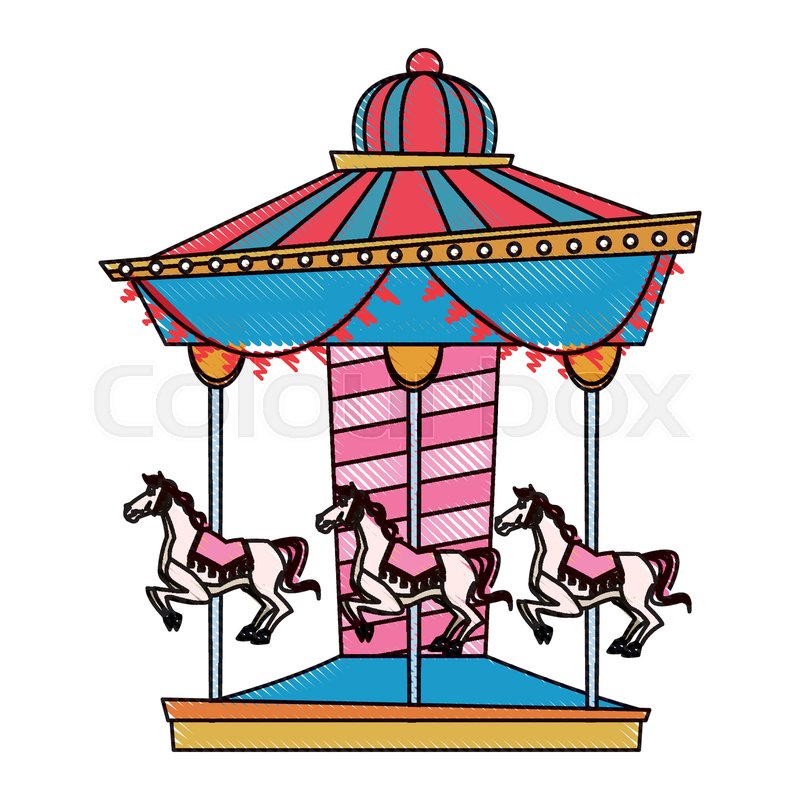 800x800 Carnival Carousel Horse Circus Park Stock Vector Colourbox