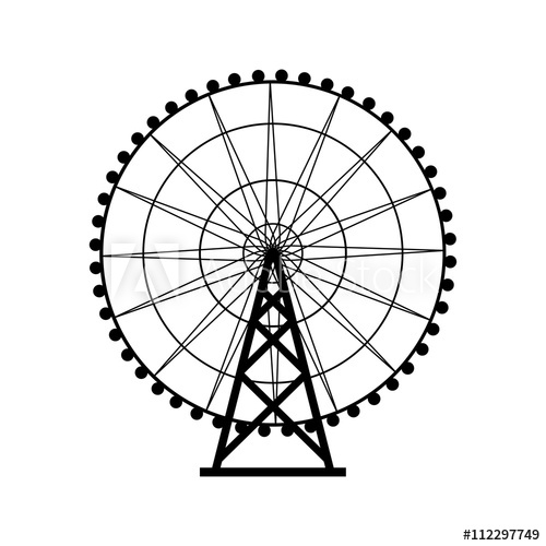 Ferris Wheel Silhouette, Circle Carnival Funfair Background 500x500 Ferris Wheel Silhouette, Circle Carnival Funfair Background
