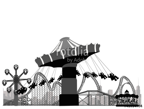 Vector Illustration Roller Coaster Silhouette Carousel Stock 500x378 Vector Illustration Roller Coaster Silhouette Carousel Stock