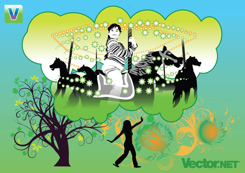Carousel Vector Vector Art Graphics 1024x724 Carousel Vector Vector Art Graphics