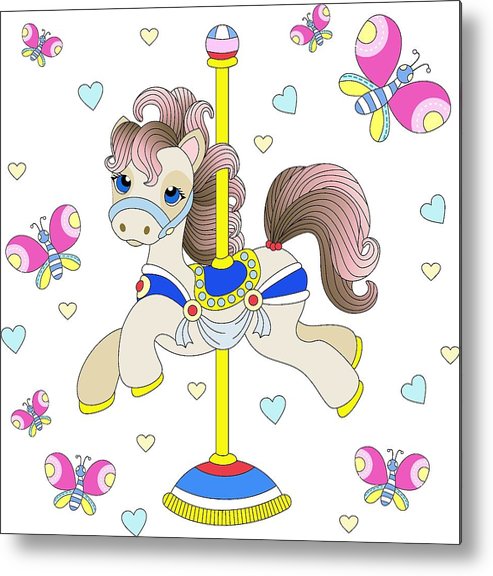 Cute Pony On A Beautiful Background Carousel Vector Illustration 493x576 Cute Pony On A Beautiful Background Carousel Vector Illustration