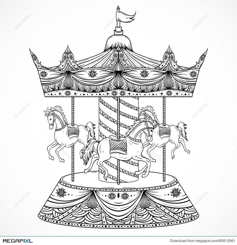 Vintage Carousel Vector Illustration Illustration 800x830 Vintage Carousel Vector Illustration Illustration