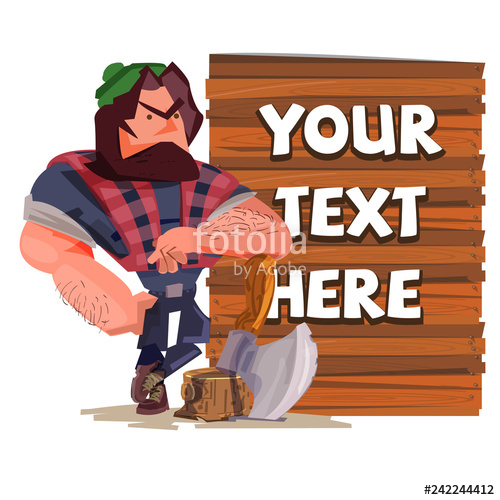 Lumberjack With Wood Sign Character Design Of Carpenter 500x500 Lumberjack With Wood Sign Character Design Of Carpenter