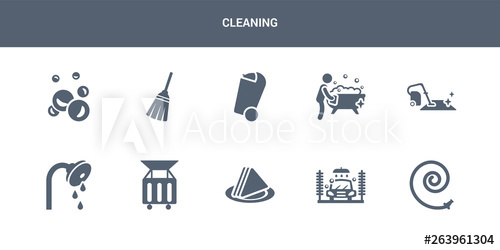 500x250 Cleaning Vector Icons Such As Garden Hose, Car Wash, Serviette