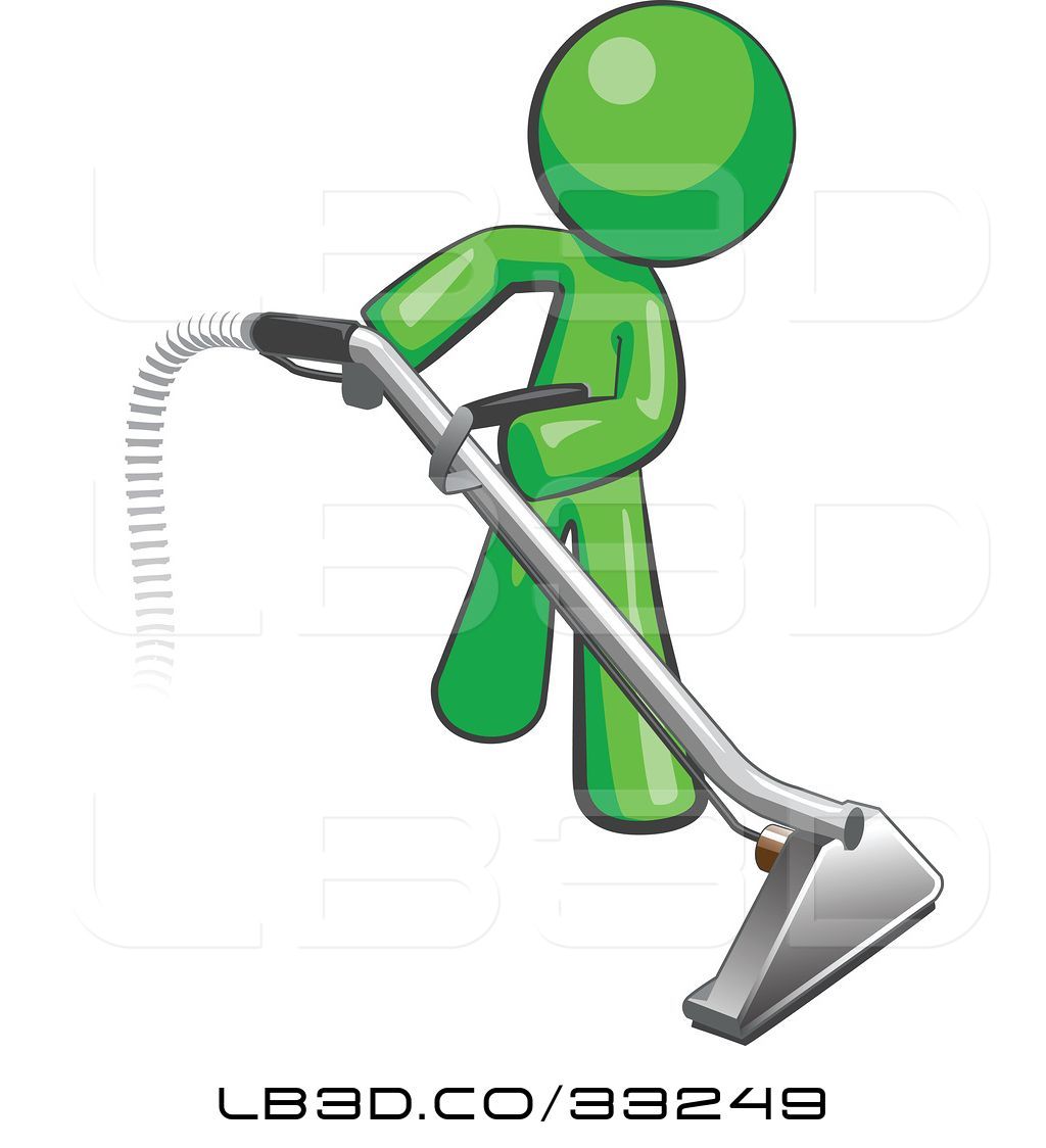 1024x1124 Vector Illustration Of Green Guy Using A Carpet Cleaner Wand