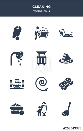 318x500 Cleaning Vector Icons Such As Floor Mop, Glass Cleaning, Water