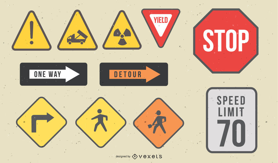 900x529 Conjunto De Vectores De Signo De Carretera