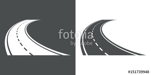 500x250 Icono Plano Carretera Curva En Perspectiva Gris Y Blanco Stock