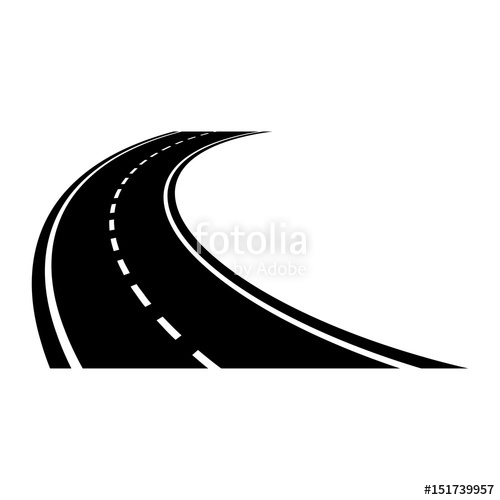 500x500 Icono Plano Carretera Curva En Perspectiva Negro En Fondo Blanco