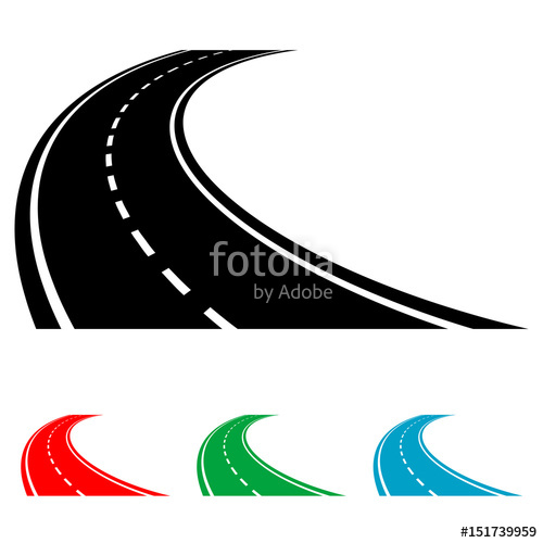 500x500 Icono Plano Carretera Curva En Perspectiva Varios Colores Stock