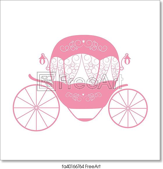 561x581 Free Art Print Of Pink Princess Cinderella Fairytale Carriage