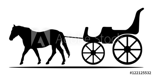 500x250 Silhouettes Of Horse And Carriage Vector Illustration