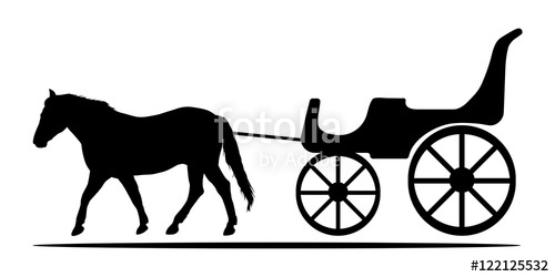 500x250 Silhouettes Of Horse And Carriage Vector Illustration Stock