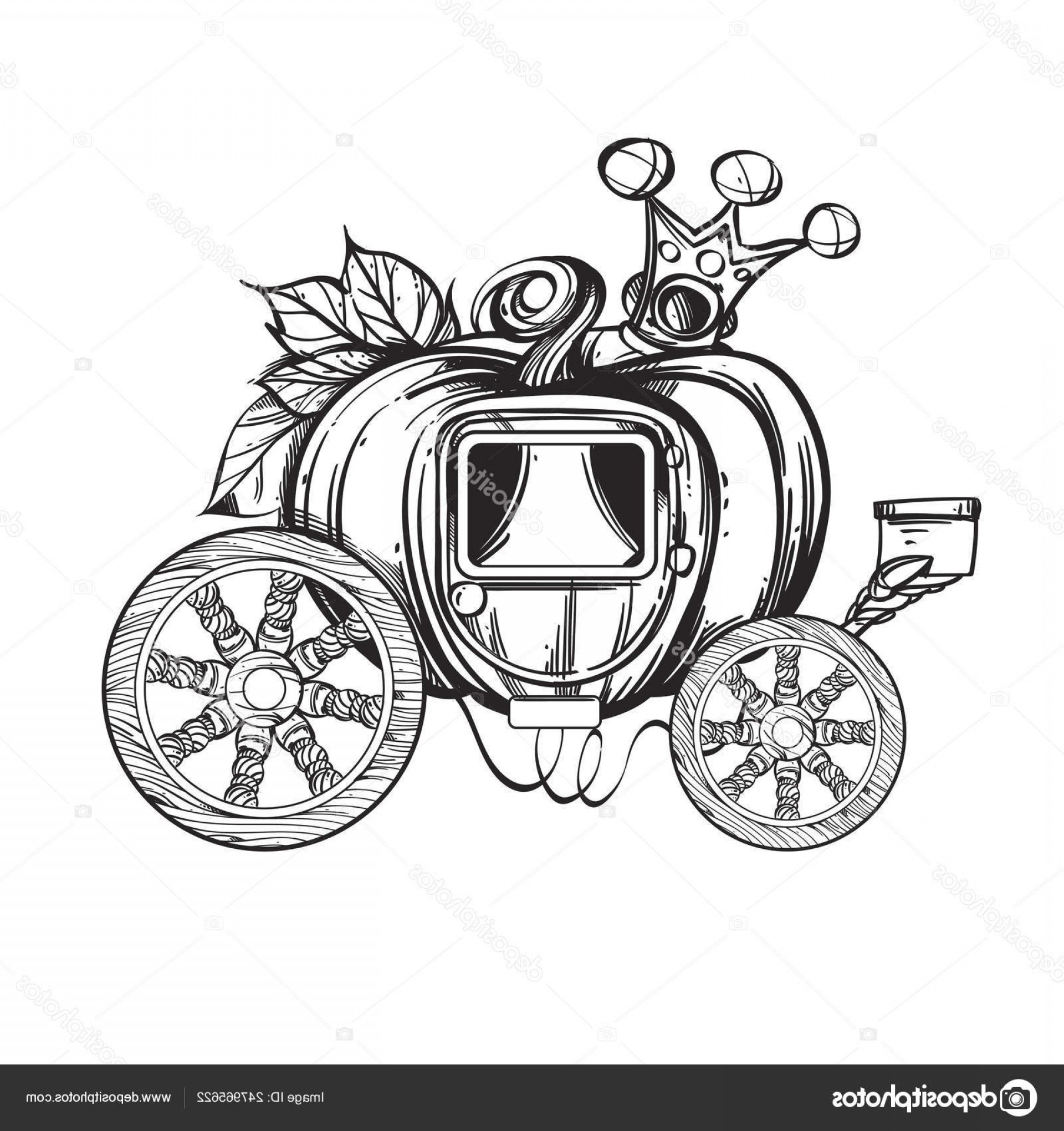 1920x2040 Stock Illustration Pumpkin Carriage Outline Vector Illustration