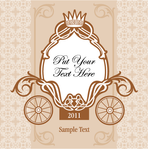 509x510 Wedding Invitation With Carriage Design Vector Free Vector