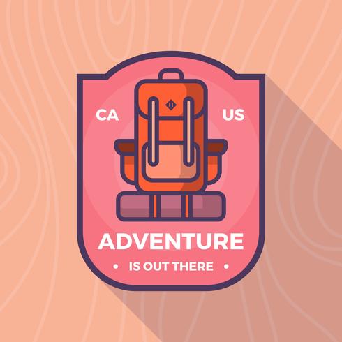 490x490 Flat Backpack Carrier Adventure Badge Vector Logo Template