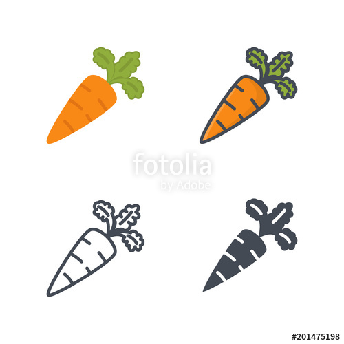 500x500 Carrot Food Icon Vector Flat Solid Silhouette Line Stock Image