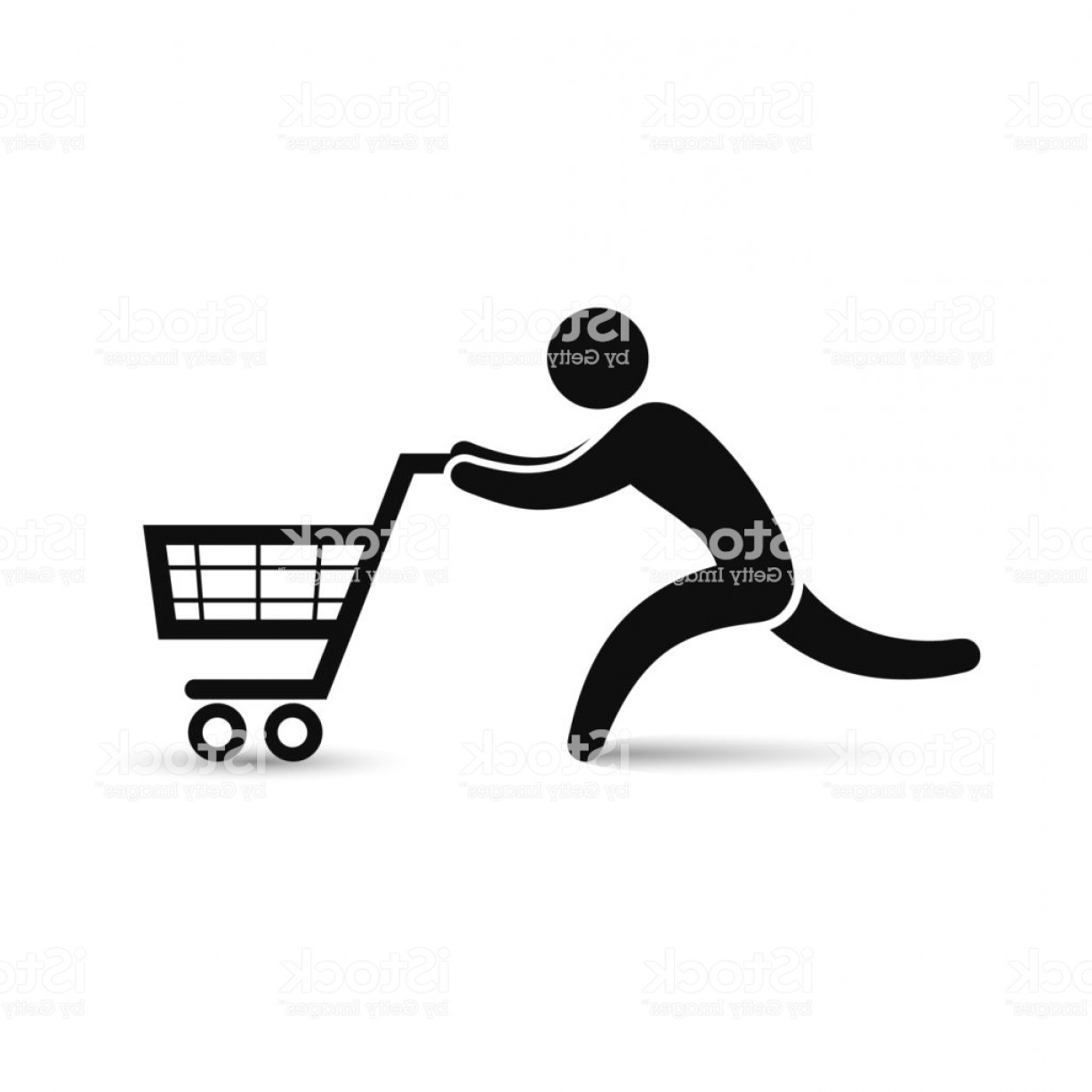 1228x1228 Running Man Pushing Shopping Cart Icon Vector Shopping Sale