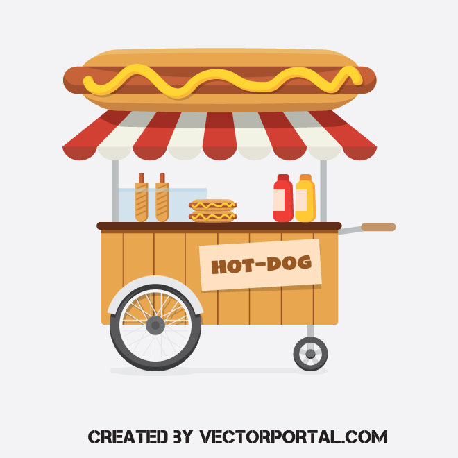 660x660 Hot Dog Cart Vector Image