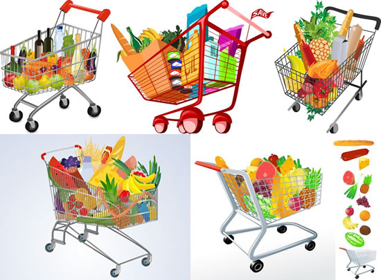 Supermarket Shopping Cart Vector Free Download 550x405 Supermarket Shopping Cart Vector Free Download