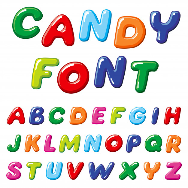 Cartoon Candy Kids Vector Font Rainbow Funny Alphabet Vector 626x626 Cartoon Candy Kids Vector Font Rainbow Funny Alphabet Vector