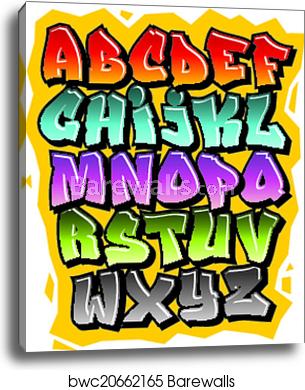 Cartoon Comic Graffiti Doodle Font Alphabet Vector, Canvas Print 305x390 Cartoon Comic Graffiti Doodle Font Alphabet Vector, Canvas Print